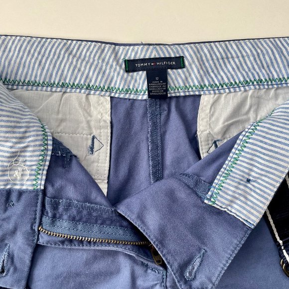 Tommy Hilfiger 2 Lot Ladies 12 Cropped Straight Leg Pant w Belt Blue Tan Bundle - Picture 10 of 16